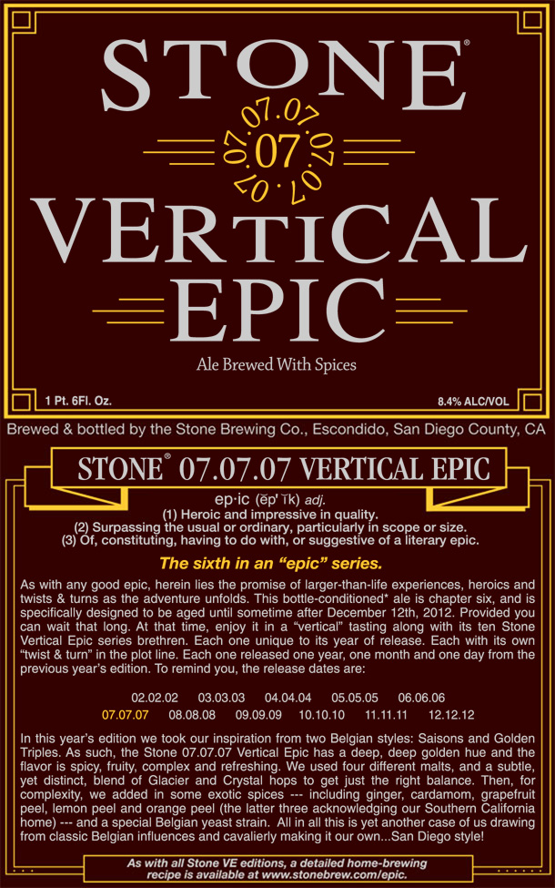 Stone 07.07.07 Vertical Epic Ale