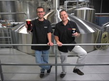 Stone Brewing Co. Co-founder & CEO, Greg Koch and President & Brewmaster, Steve Wagner, atop the Stone Brewhouse.