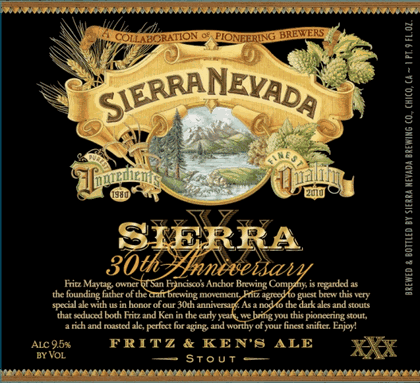 Sierra Nevada 30th Anniversary Fritz & Ken Ale