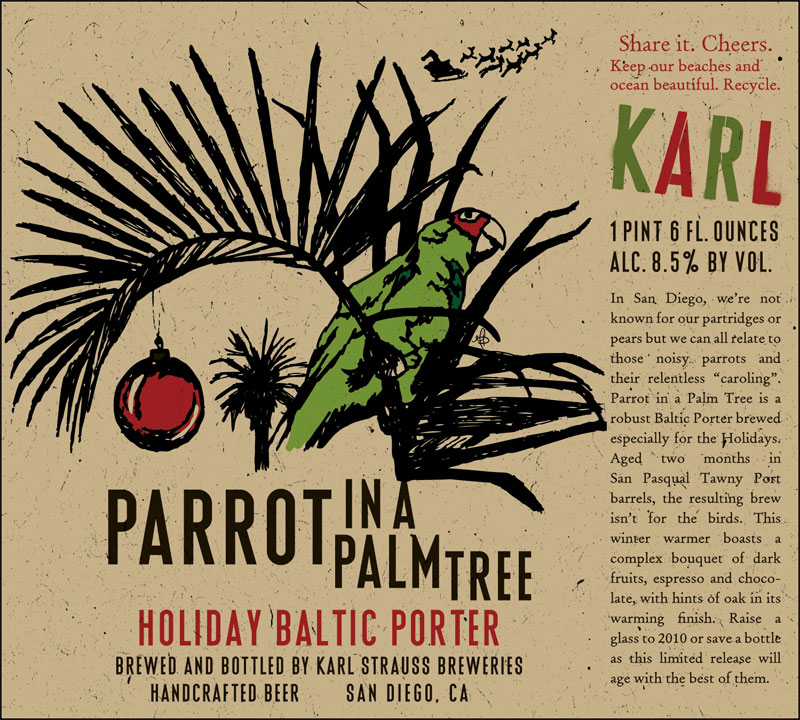 Karl Strauss Announces Holiday Baltic Porter:  Parrot In A Palm Tree