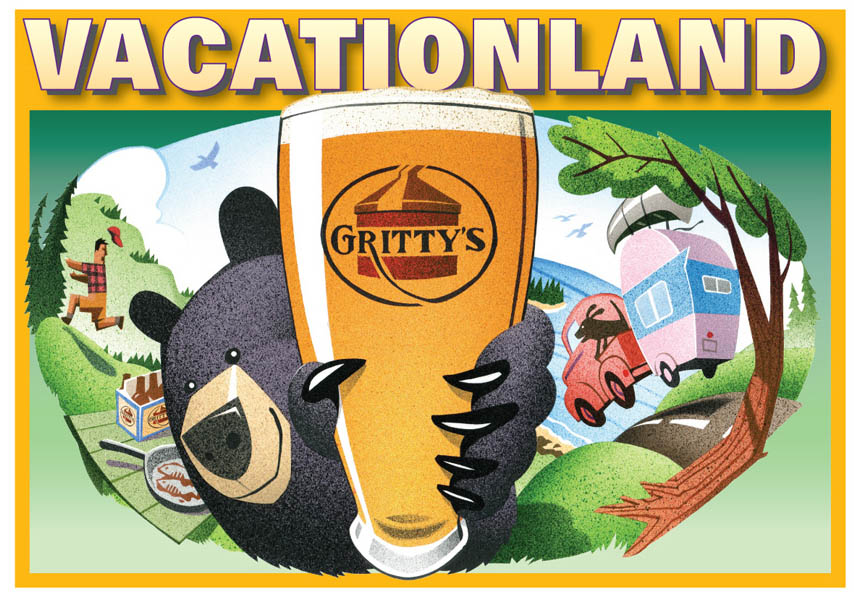 Gritty's New Vacation Land Summer Ale Set of 12 Coasters Maine Brew Pub 