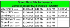 Green Flash 9th Anniversary - Complimentary Bus Schedule (North)