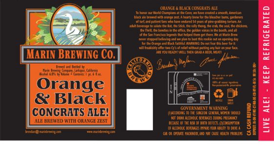 Marin Orange and Black Congrats Ale