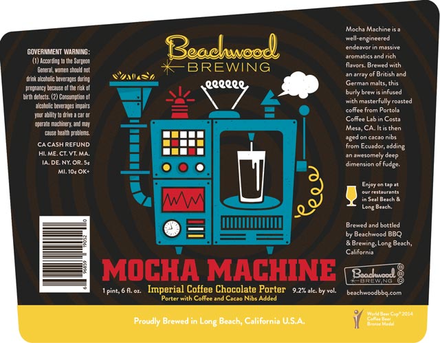 Beer COASTER ~ BEACHWOOD Brewing Mocha Machine Imperial Coffee Chocolate Porter 