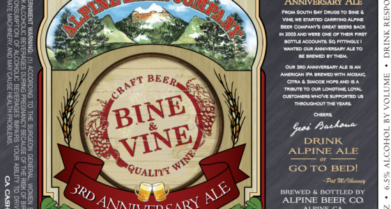 Alpine Beer Co. - Bine & Vine 3rd Anniversary Ale