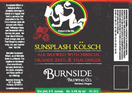 Burnside Brewing Sunsplash Kolsch label