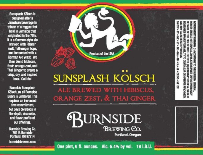 Burnside Brewing Sunsplash Kolsch label