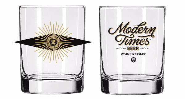 Modern Times Beer 2nd Anniversary Glass