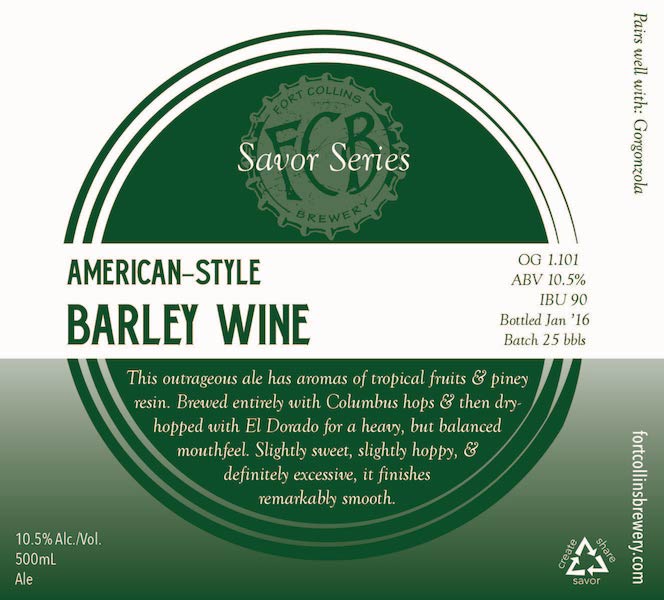 Fort Collins Brewery AmericanStyle Barley Wine Kicks Off The Savor