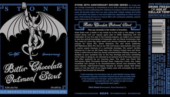 Stone 12th Anniversary Bitter Chocolate Oatmeal Stout