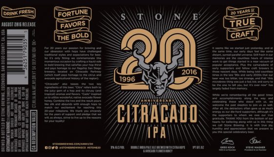 Stone 20th Anniversary Citracado IPA