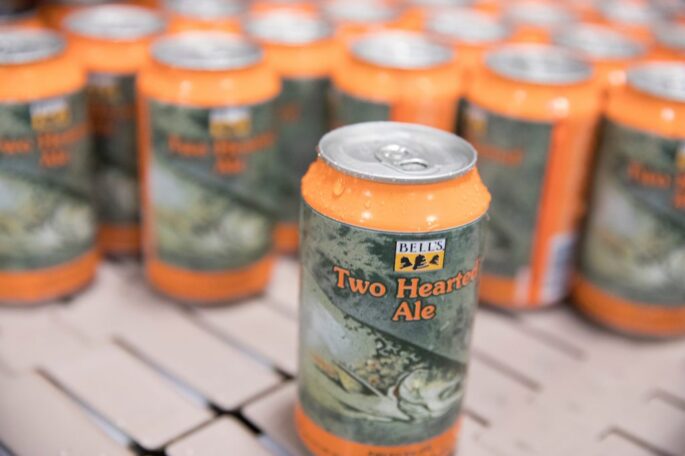 Two Hearted 12 oz cans on the line