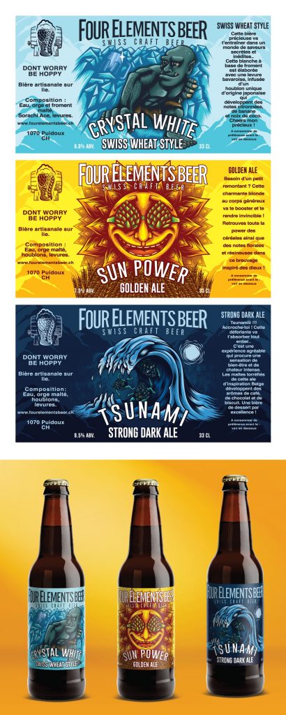 Striking beer labels for brown bottles